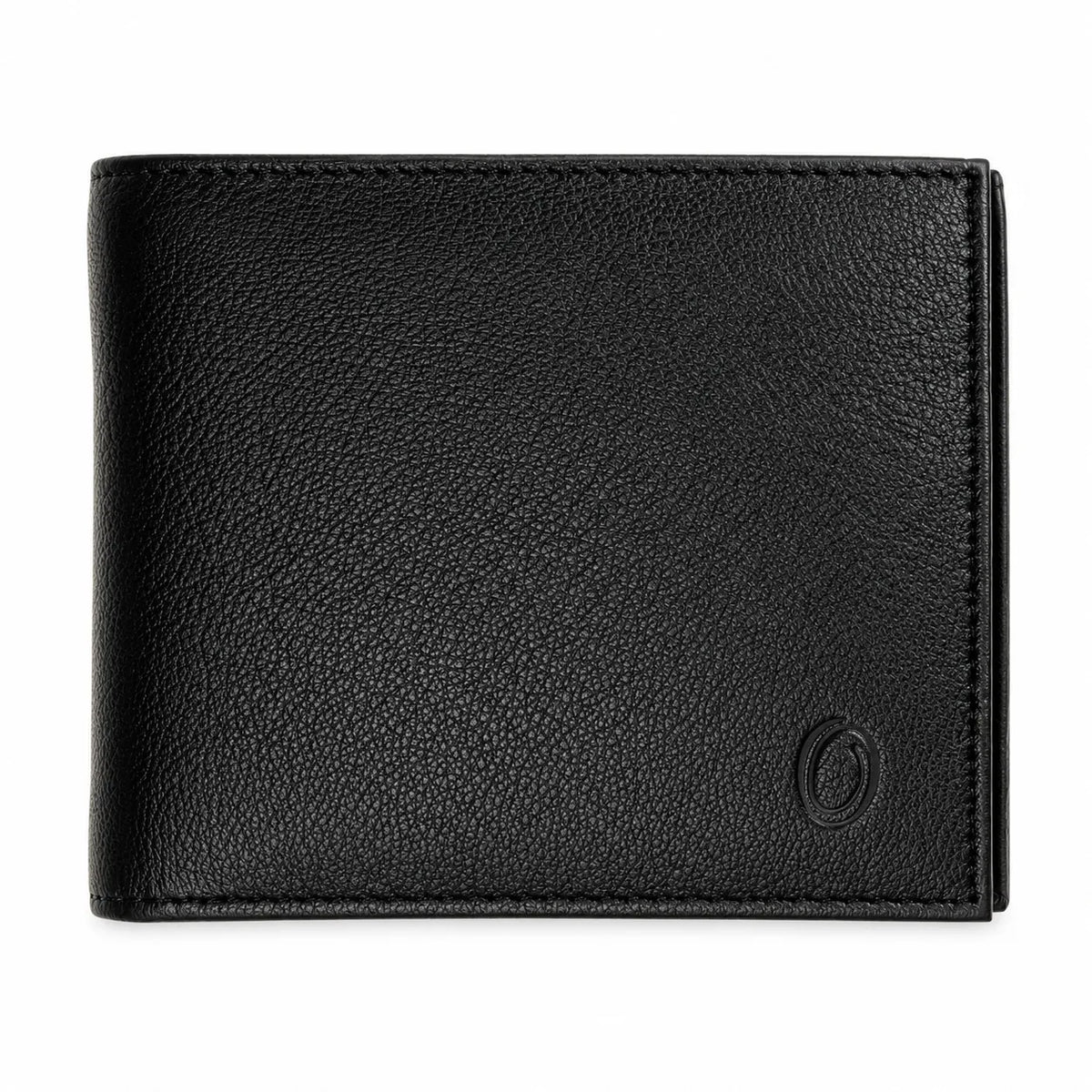 Wallet Men Black - Bifold Lucky  Wallet- Full Grain Leather Wallet with NO HOLE- Black Wallet - Oxhide 3851 Black