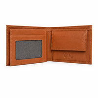 Wallet Men Brown with coin pouch - Bifold Lucky Wallet- Full Grain Leather Wallet with NO HOLE- Brown Wallet - Oxhide 3851CP Brown