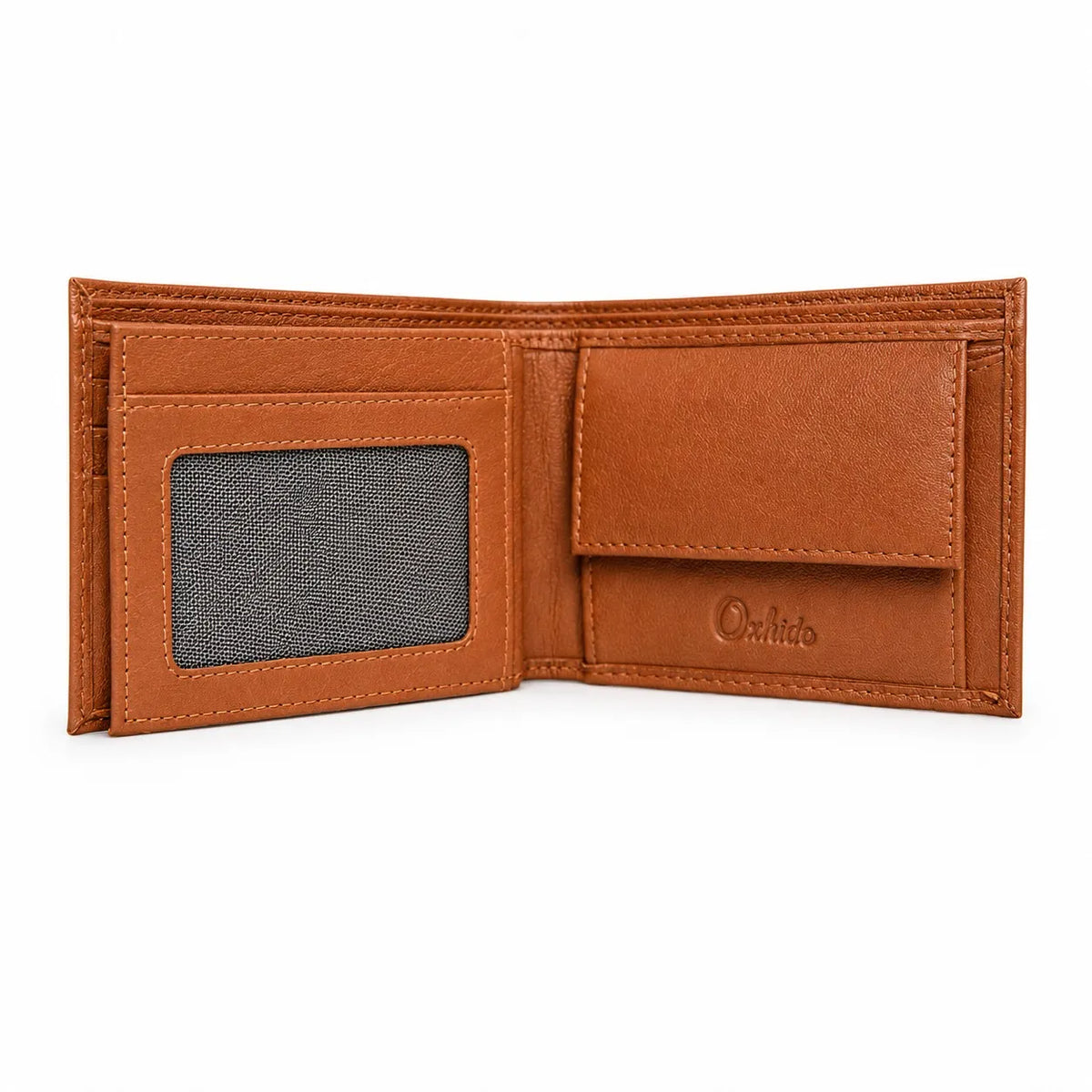 Wallet Men Brown with coin pouch - Bifold Lucky Wallet- Full Grain Leather Wallet with NO HOLE- Brown Wallet - Oxhide 3851CP Brown