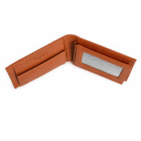 Wallet Men Brown with coin pouch - Bifold Lucky Wallet- Full Grain Leather Wallet with NO HOLE- Brown Wallet - Oxhide 3851CP Brown