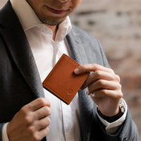 Wallet Men Brown with coin pouch - Bifold Lucky Wallet- Full Grain Leather Wallet with NO HOLE- Brown Wallet - Oxhide 3851CP Brown