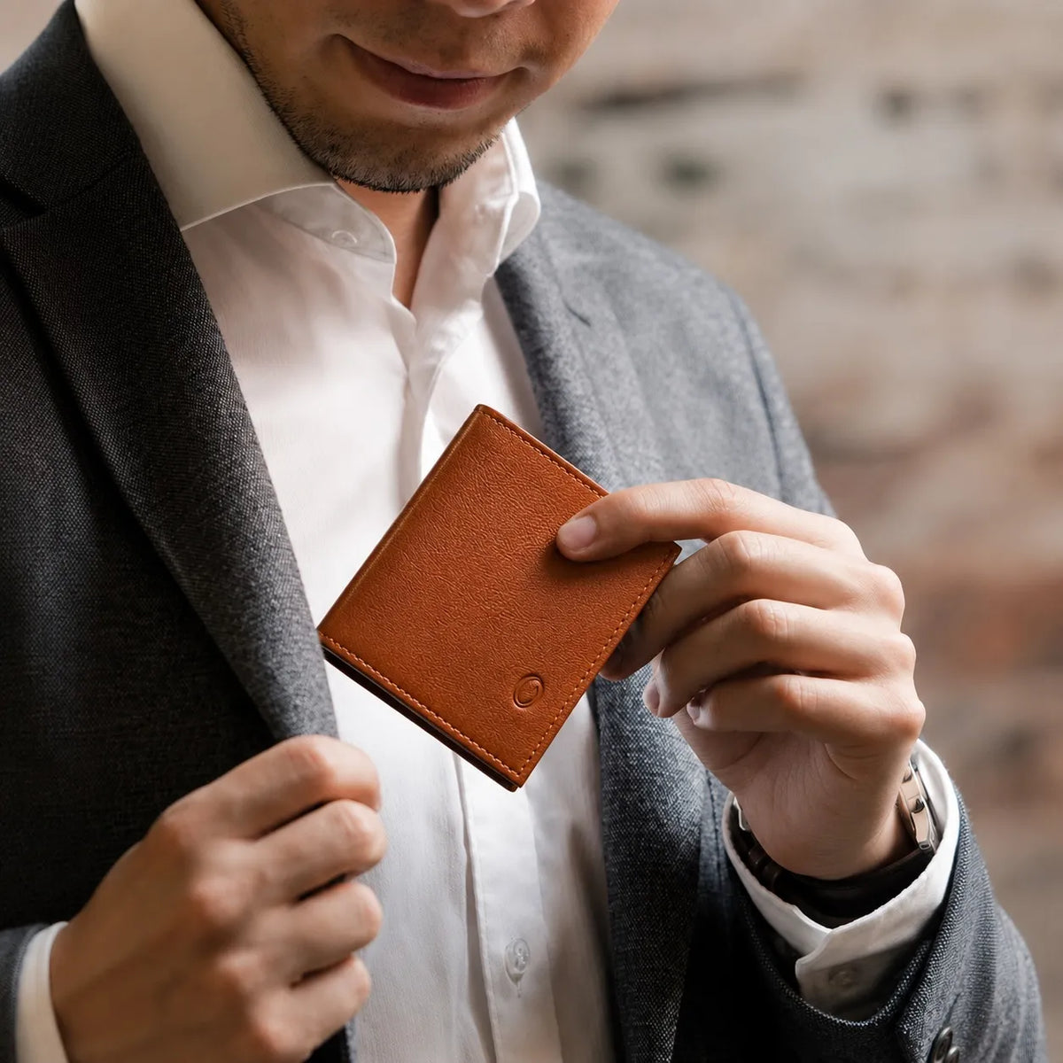 Wallet Men Brown with coin pouch - Bifold Lucky Wallet- Full Grain Leather Wallet with NO HOLE- Brown Wallet - Oxhide 3851CP Brown
