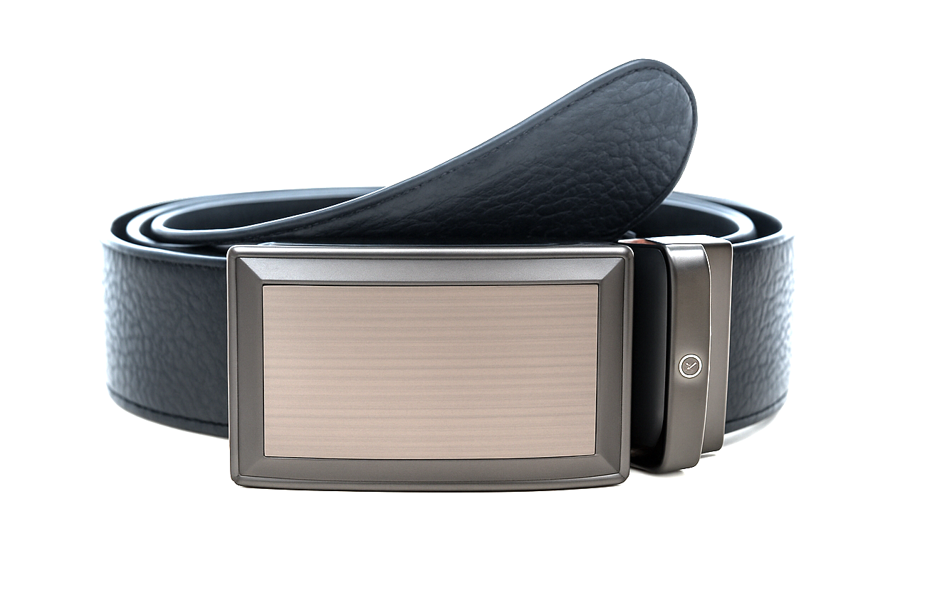 Mens Automatic Leather Belt - Full Grain Leather Ratchet Belt - Men Leather Belt with Auto Lock Buckle - TRACK BELT - Belt without hole -ABB1G Black/BrownOxhide