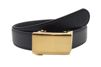 Mens Automatic Leather Belt - Full Grain Leather Ratchet Belt - Men Leather Belt with Auto Lock Buckle - Formal Belt Men - Belt without hole - Auto Lock Black Belt -ABB3C Oxhide