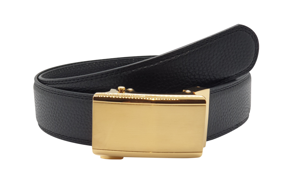 Mens Automatic Leather Belt - Full Grain Leather Ratchet Belt - Men Leather Belt with Auto Lock Buckle - Formal Belt Men - Belt without hole - Auto Lock Black Belt -ABB3C Oxhide