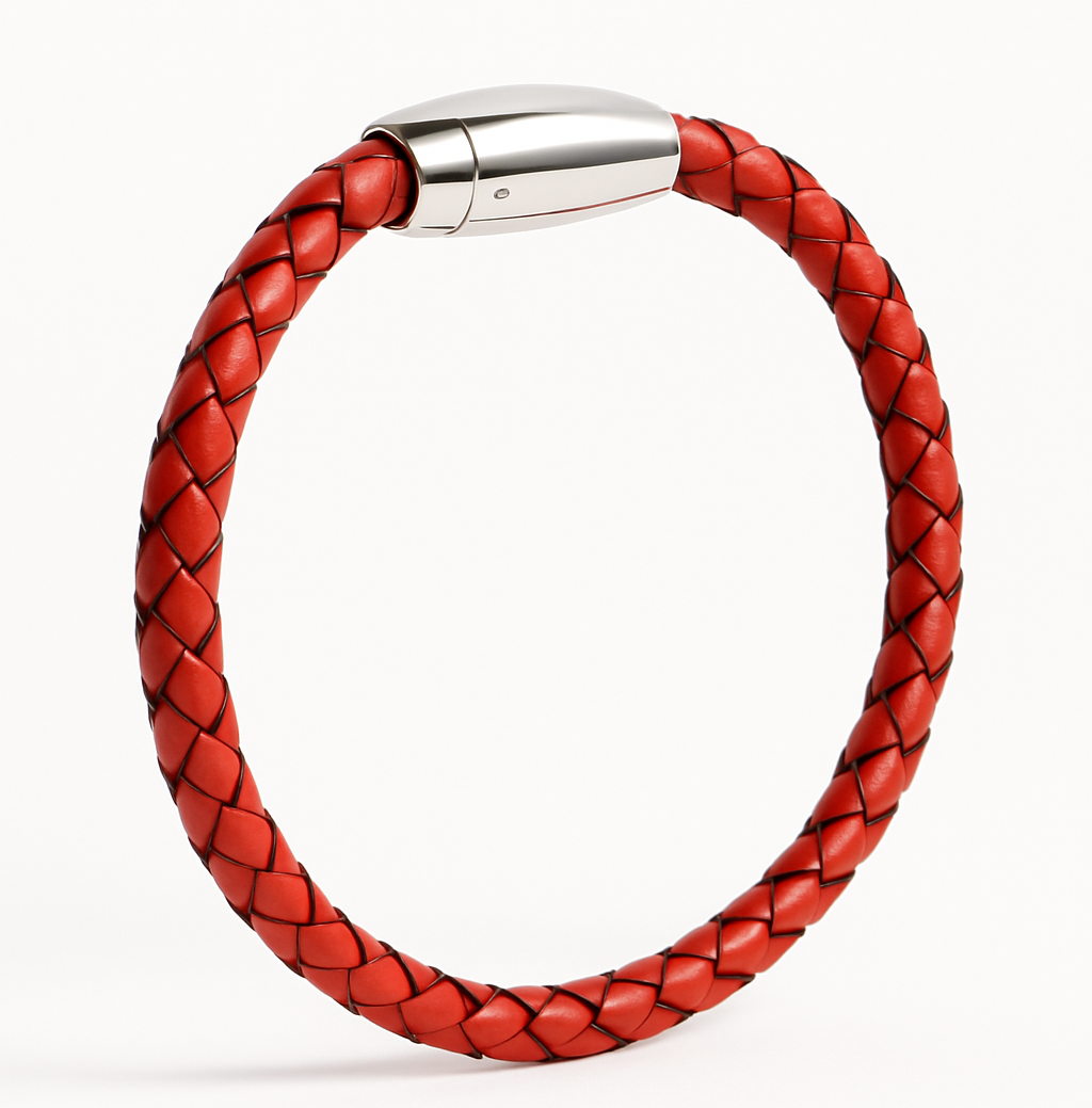 Oxhide Leather Bracelet Braided Rust - Oxhide 5mm width