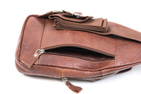 Oxhide Leather Men's Chest Bag - Travel Bag - Bikers Bag - Lightweight Anti-Theft Bag - Oxhide 10026 Brown