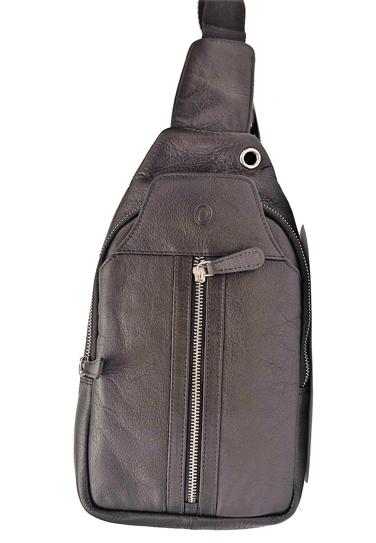 Oxhide Leather Men's Chest Bag - Travel Bag - Bikers Bag - Lightweight Anti-Theft Bag - Oxhide 10026 Black