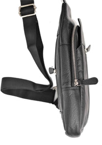 Oxhide Leather Men's Chest Bag - Travel Bag - Bikers Bag - Lightweight Anti-Theft Bag - Oxhide 10026 Black