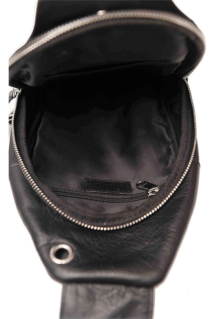 Oxhide Leather Men's Chest Bag - Travel Bag - Bikers Bag - Lightweight Anti-Theft Bag - Oxhide 10026 Black