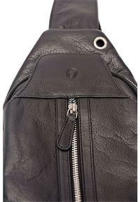 Oxhide Leather Men's Chest Bag - Travel Bag - Bikers Bag - Lightweight Anti-Theft Bag - Oxhide 10026 Black