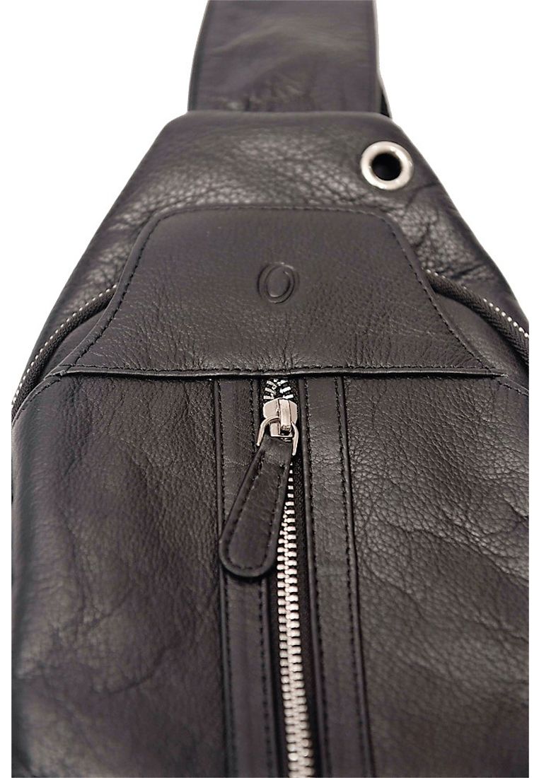 Oxhide Leather Men's Chest Bag - Travel Bag - Bikers Bag - Lightweight Anti-Theft Bag - Oxhide 10026 Black