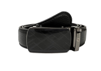 Automatic Black Leather Belt - Real Leather Ratchet Belt - Men Leather Belt with Auto Lock Buckle - TRACK BELT - Auto Lock Black Belt  ABB2B Oxhide