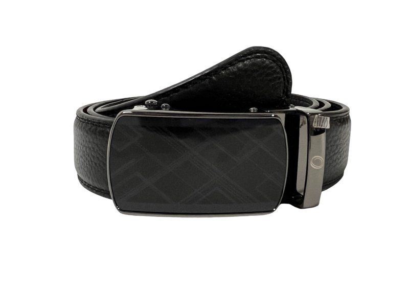 Automatic Black Leather Belt - Real Leather Ratchet Belt - Men Leather Belt with Auto Lock Buckle - TRACK BELT - Auto Lock Black Belt  ABB2B Oxhide