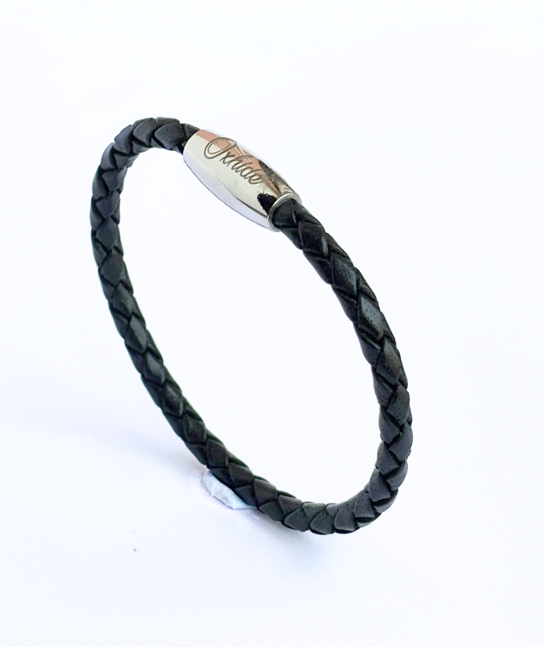 Oxhide Leather Bracelet Braided BLACK - Oxhide 3mm width