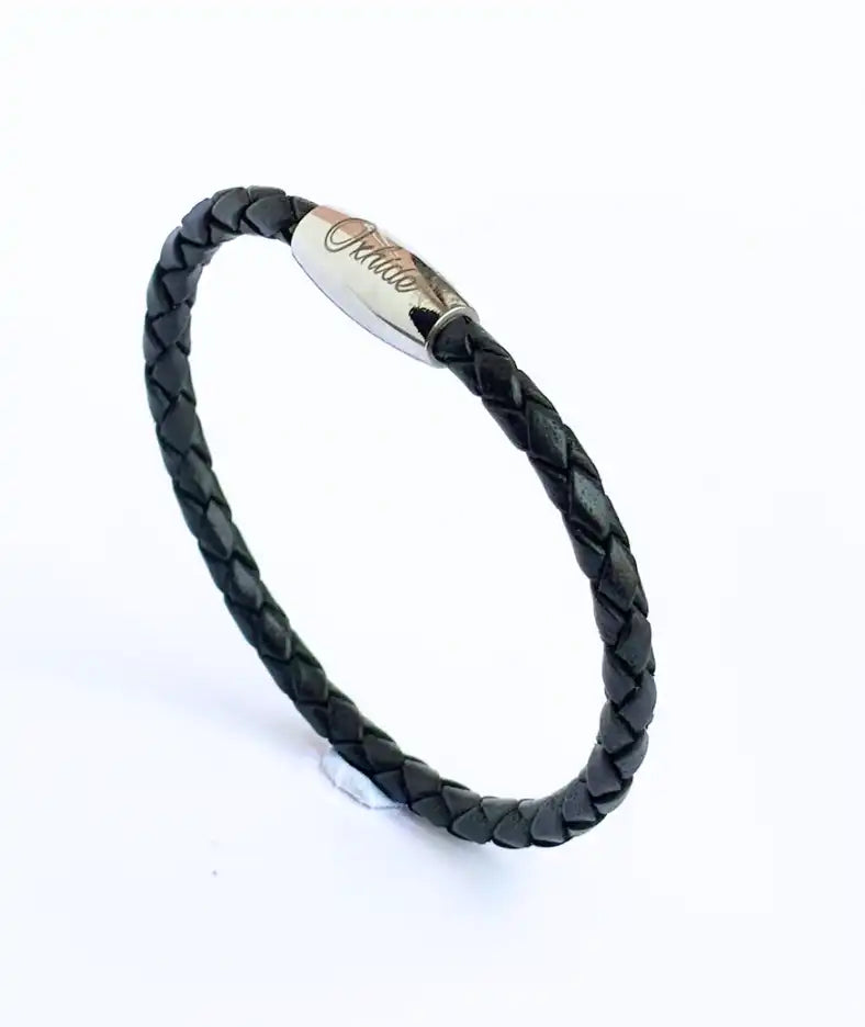 Black braided leather bracelet 3mm – Oxhide