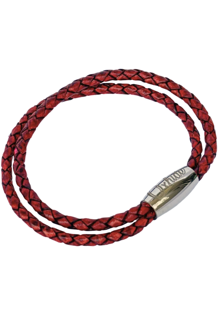 Oxhide Leather 2 layer Braided Bracelet Brown - Oxhide 4 mm width