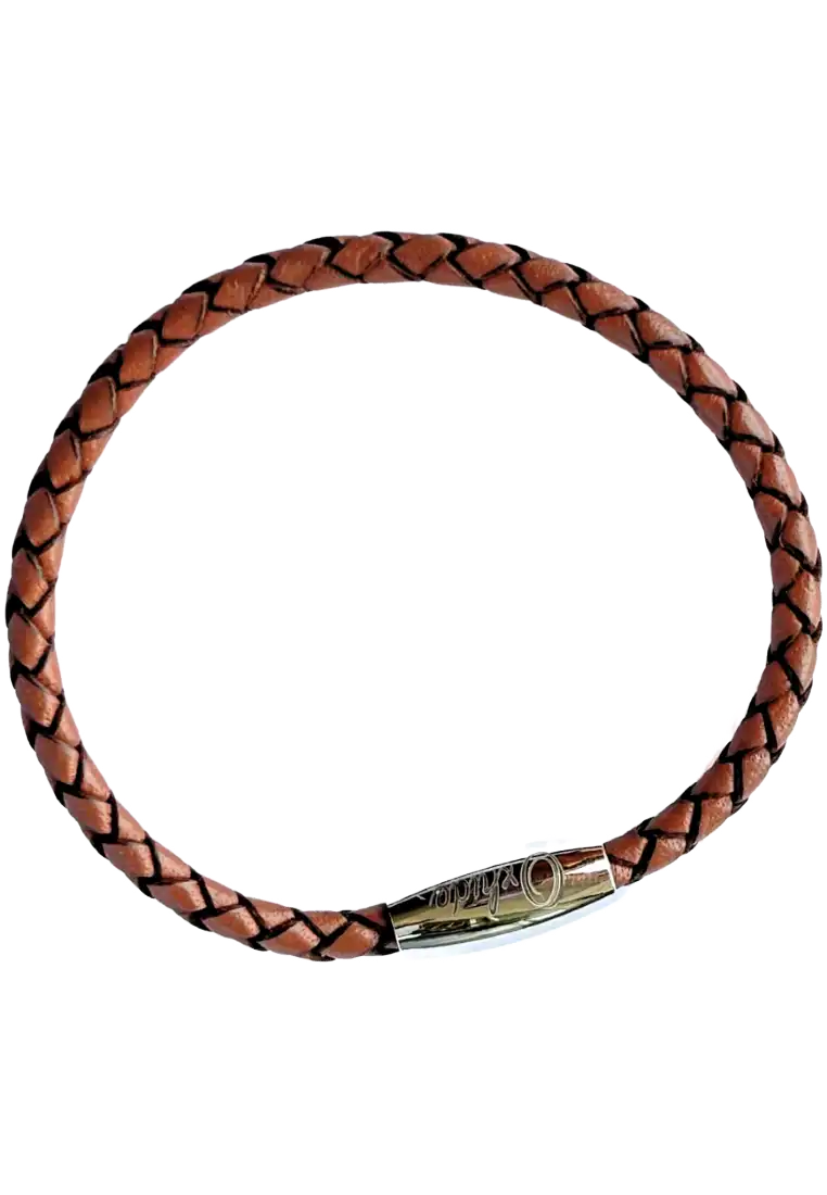 Brown braided leather bracelet 3mm – Oxhide