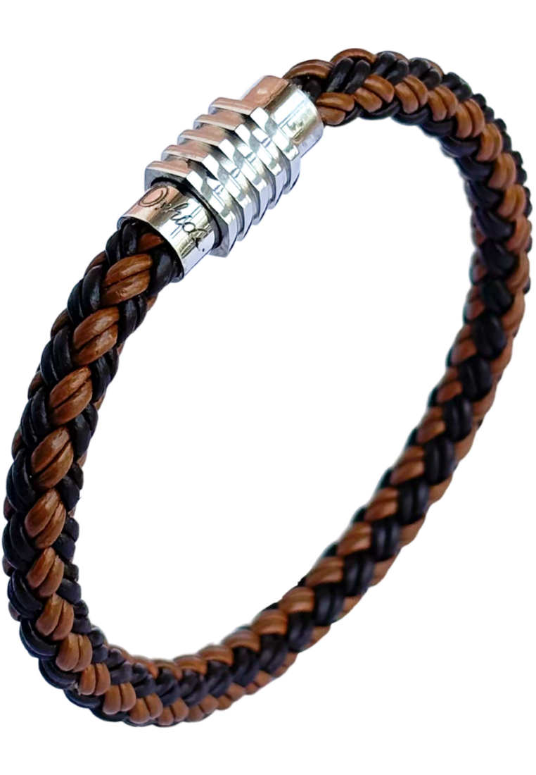 Oxhide Leather shaded Braided Bracelet- Oxhide 5mm width