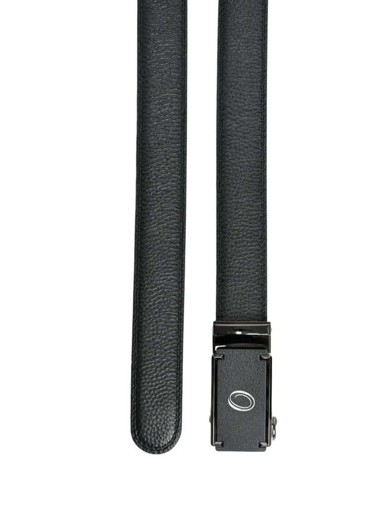 Real Leather Ratchet Belt 30mm or 3 cm- Men Leather Belt with Auto Lock Buckle - TRACK BELT - Auto Lock Black Belt - ABB3I Black