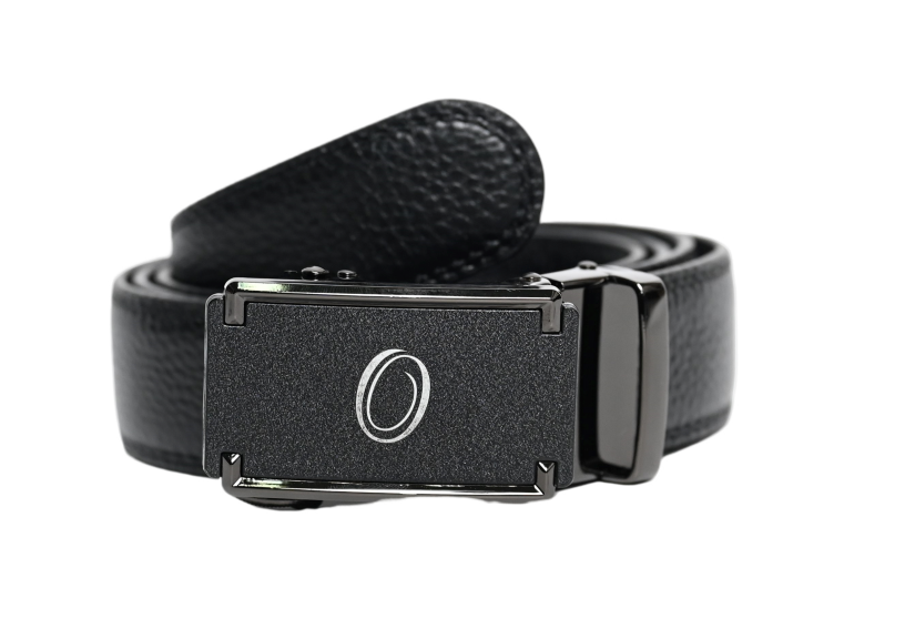 Real Leather Ratchet Belt 30mm or 3 cm- Men Leather Belt with Auto Lock Buckle - TRACK BELT - Auto Lock Black Belt - ABB3I Black