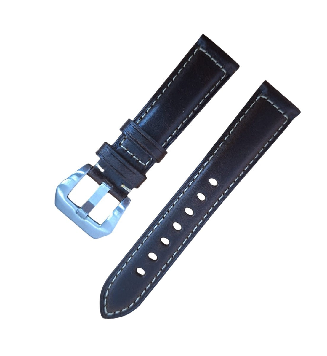 Leather Watch strap Dark Brn Contrast stitch 20,22 mm - OXHIDE