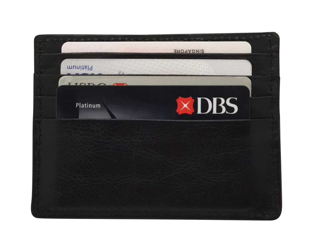 Leather Card Holder - Leather cardholder - Leather Card Case - Leather Card Pouch - Card Sleeve - Oxhide AS4 BLACK