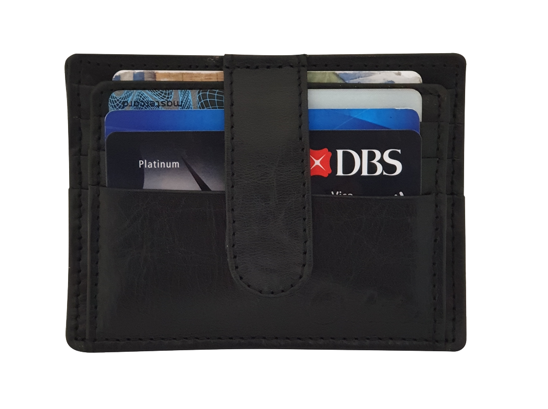 Leather Card Holder - Leather cardholder - Leather Card Case - Leather Card Pouch - Card Sleeve - Oxhide AS4 BLACK