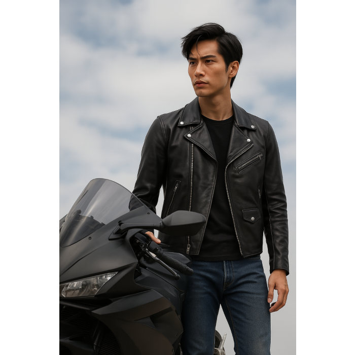 Real Leather Jacket Black- Lamb skin Jacket- Jacket for Men- Oxhide BIKER