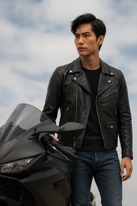 Real Leather Jacket Black- Lamb skin Jacket- Jacket for Men- Oxhide BIKER
