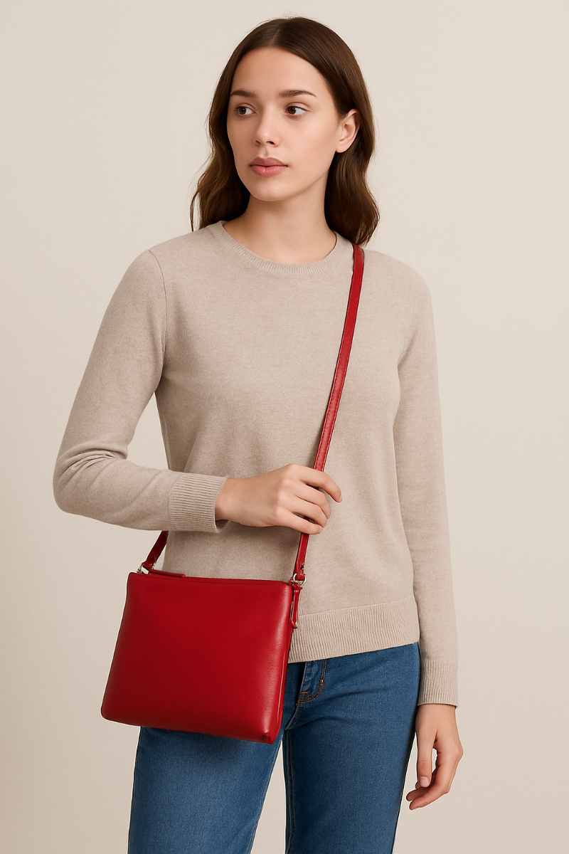 Oxhide Sling Bag - Ella - Top Grain Leather -Oxhide J0064 RED