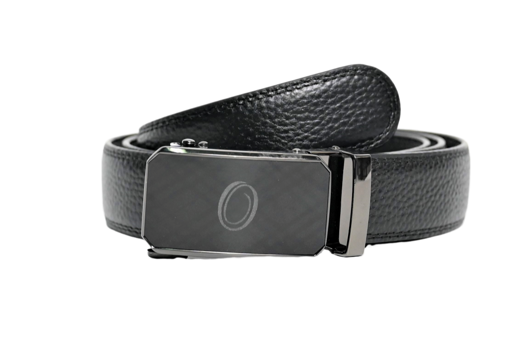 Real Leather Ratchet Belt 30mm or 3 cm- Men Leather Belt with Auto Lock Buckle - TRACK BELT - Auto Lock Black Belt - ABB3H Black