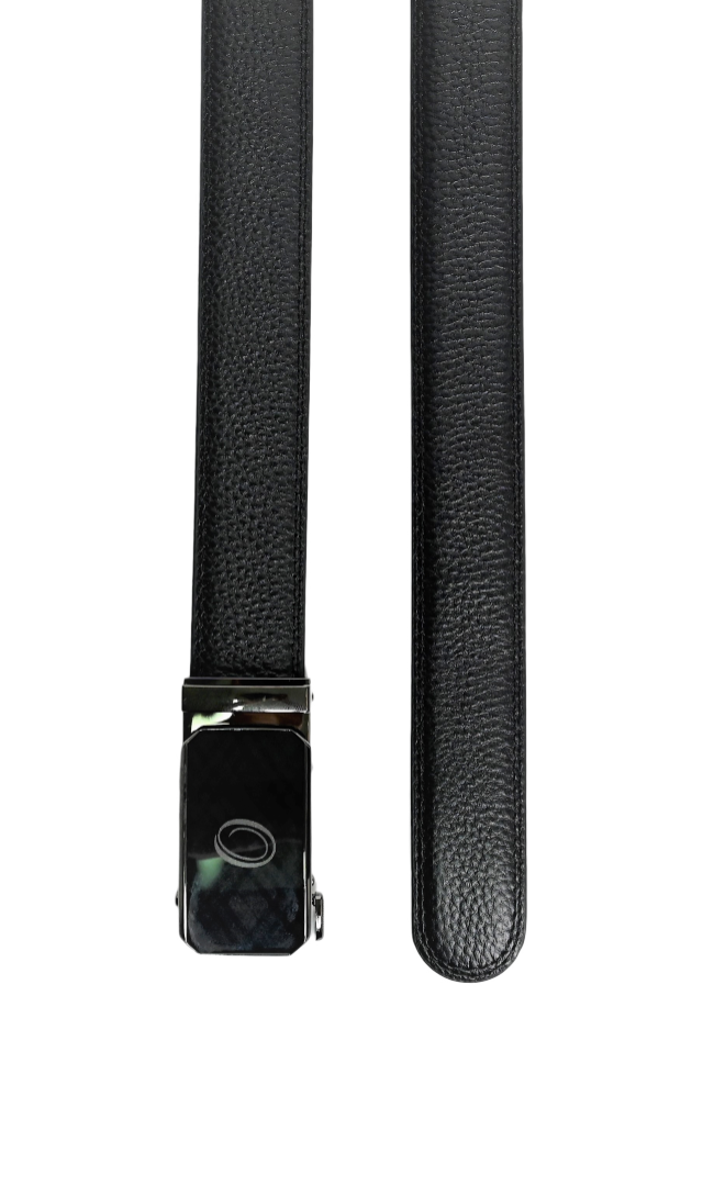 Real Leather Ratchet Belt 30mm or 3 cm- Men Leather Belt with Auto Lock Buckle - TRACK BELT - Auto Lock Black Belt - ABB3H Black
