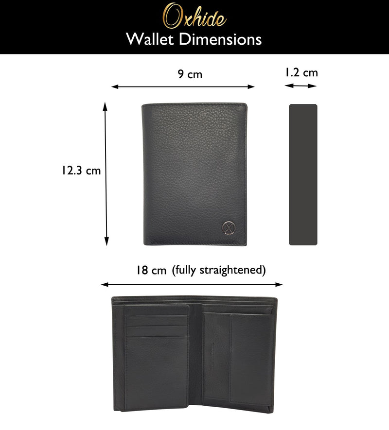 Leather Wallet Men with Coin Pouch - Black Wallet - Bifold Wallet - Full Grain Leather Wallet - J0007 Oxhide