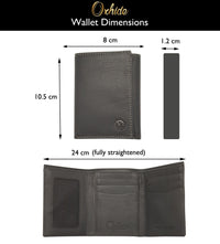 Trifold Wallet Men - Genuine Leather Wallet - Black Wallet - Compact Wallet - J0008 Oxhide