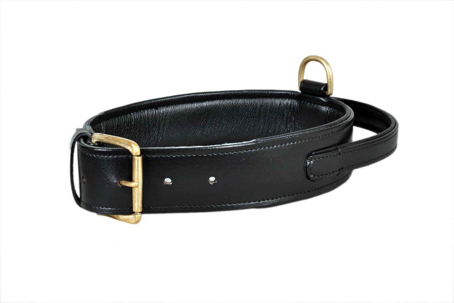 Padded Dog Collar Wide - Leather Black