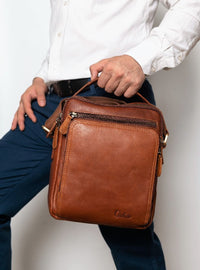 Leather Messenger Bag - Full Grain Leather Sling Bag -Leather Bag for Men / Women - Vintage Oil Leather Messenger Brown Bag- Oxhide Messenger LL10