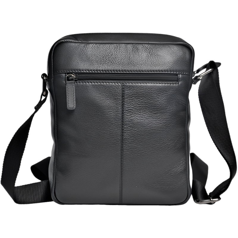 Leather Messenger Bag - Full Grain Leather Sling Bag -Leather Sling Bag for Men Black - Oxhide J0048