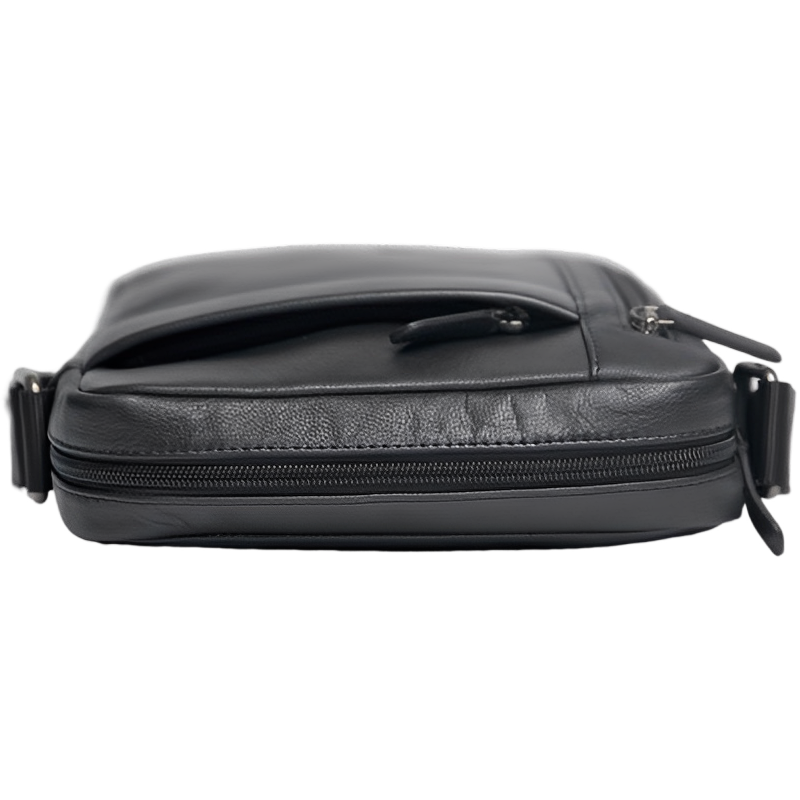 Leather Messenger Bag - Full Grain Leather Sling Bag -Leather Sling Bag for Men Black - Oxhide J0048