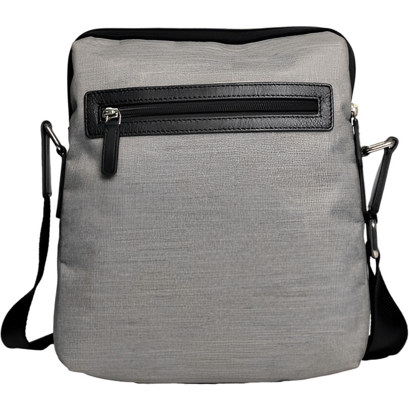 Leather Messenger Bag - Full Grain Leather Fabric Sling Bag -Leather Sling Bag for Men Grey - Oxhide J0047