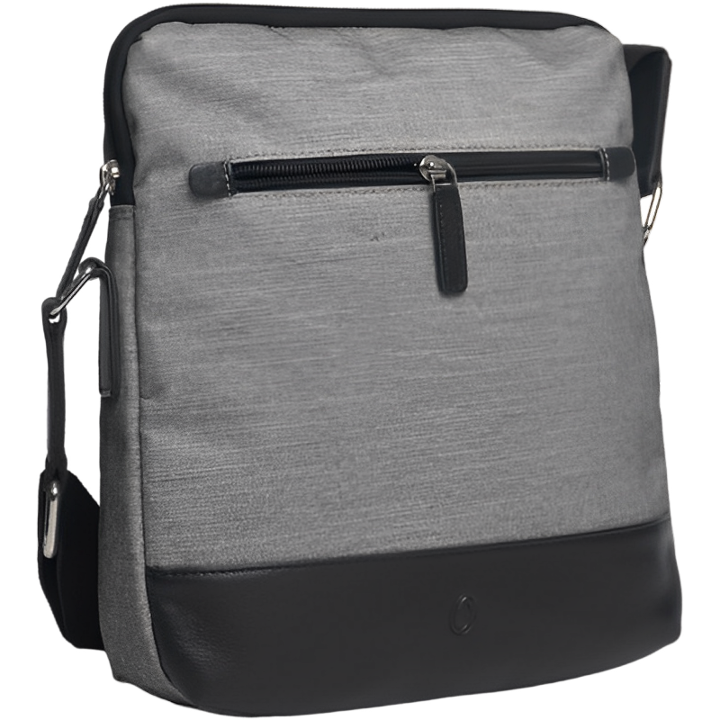 Leather Messenger Bag - Full Grain Leather Fabric Sling Bag -Leather Sling Bag for Men Grey - Oxhide J0047