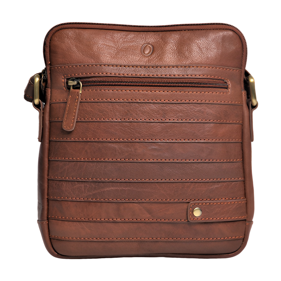 Leather Messenger Bag - Full Grain Leather Sling Bag -Leather Sling Bag for Men Brown  - Oxhide J0050