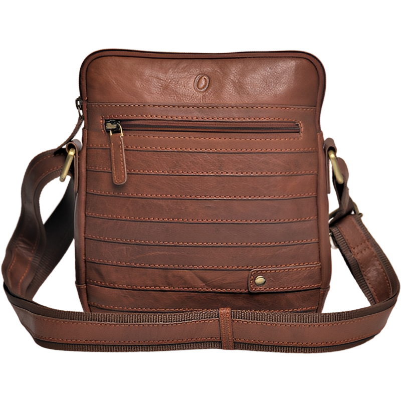 Leather Messenger Bag - Full Grain Leather Sling Bag -Leather Sling Bag for Men Brown  - Oxhide J0050