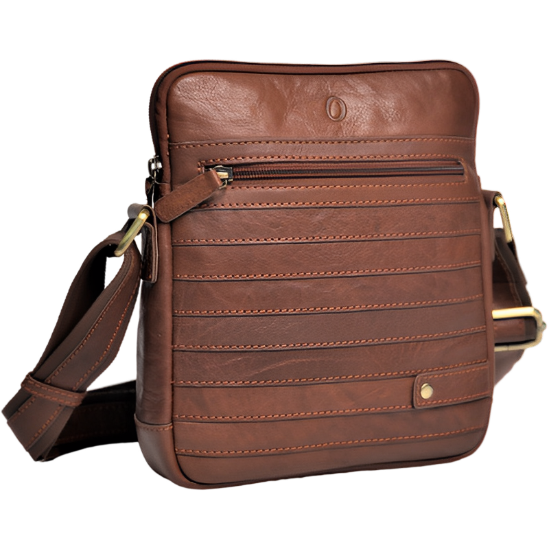 Leather Messenger Bag - Full Grain Leather Sling Bag -Leather Sling Bag for Men Brown  - Oxhide J0050