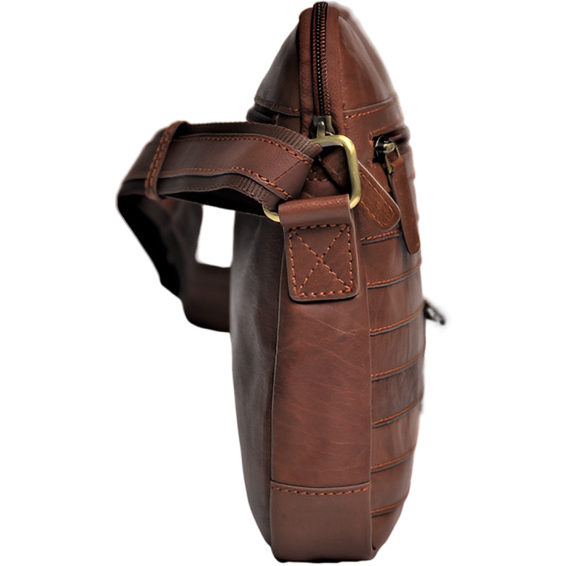 Leather Messenger Bag - Full Grain Leather Sling Bag -Leather Sling Bag for Men Brown  - Oxhide J0050