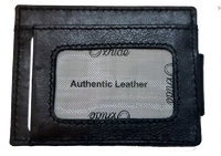 Money Clip Wallet Men Slim-Cardholder - Bifold Thin Wallet - Full Grain Leather Wallet  - Black Wallet -ER13 Oxhide Black