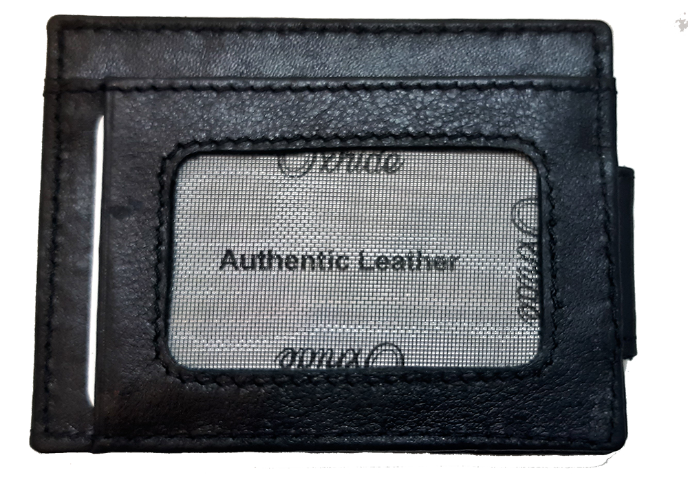 Money Clip Wallet Men Slim-Cardholder - Bifold Thin Wallet - Full Grain Leather Wallet  - Black Wallet -ER13 Oxhide Black