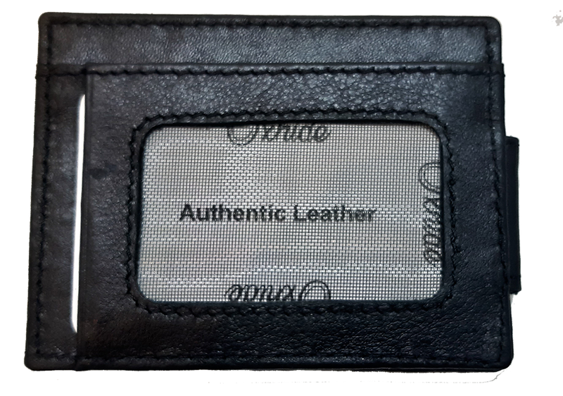 Money Clip Wallet Men Slim-Cardholder - Bifold Thin Wallet - Full Grain Leather Wallet  - Black Wallet -ER13 Oxhide Black