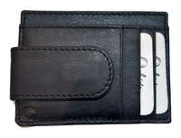 Money Clip Wallet Men Slim-Cardholder - Bifold Thin Wallet - Full Grain Leather Wallet  - Black Wallet -ER13 Oxhide Black