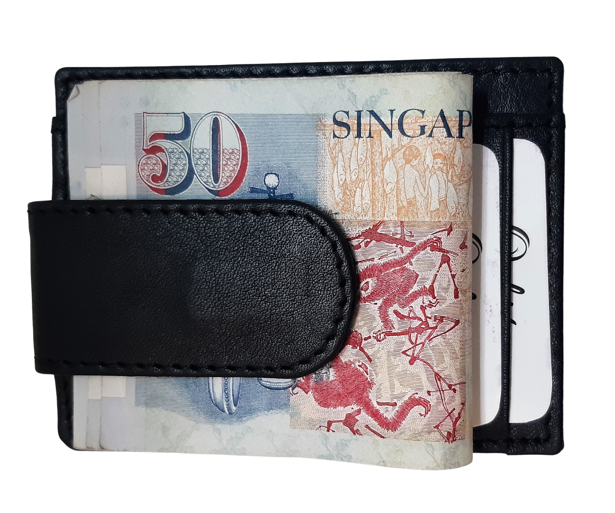 Money Clip Wallet Men Slim-Cardholder - Bifold Thin Wallet - Full Grain Leather Wallet  - Black Wallet -ER13 Oxhide Black
